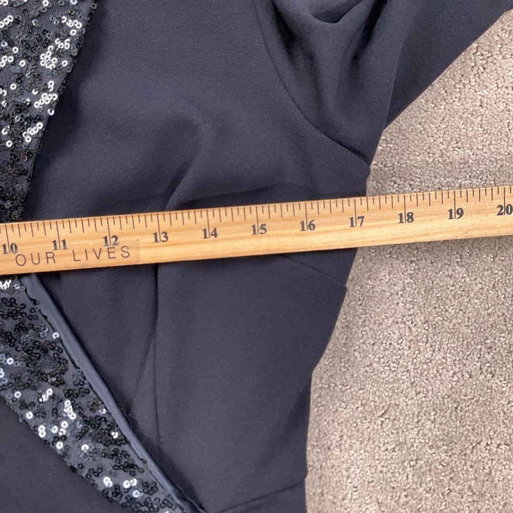 Adrianna Papell Tuxedo Dress Womens 6 Midnight Navy Sequin Luxury Formal Wrap - Picture 8 of 14